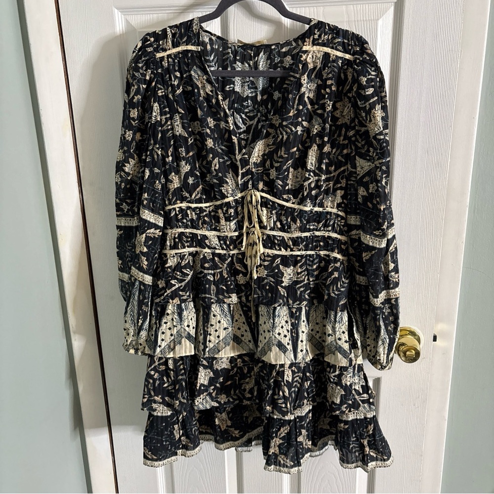 Women’s Ulla Johnson Nina Dress in Rainforest Sz 12 Tiered Floral Boho Whimsical
